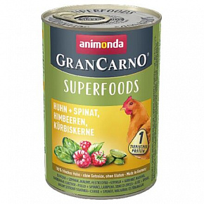 GRANCARNO Superfoods kurczak, szpinak, maliny, pestki dyni 400 g dla psów