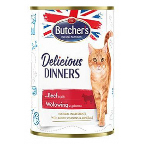 Butcher's Cat Delic.Dinners wołowina w galarecie konserw. 400g