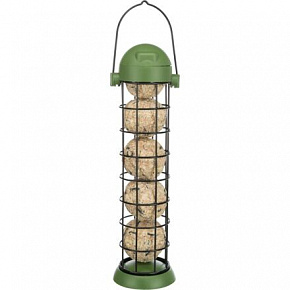 Podajnik na 5 sztuk kul tłuszczowych, tubus z daszkiem, 8 x 29 cm, metal/plastik, zielony Podajnik na 5 sztuk kul tłuszczowych, tubus z daszkiem, 8 x 29 cm, metal/plastik, zielony