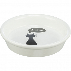 Ceramiczna miska z czarnym kotem, z białym brzegiem 0,25 l/13 cm