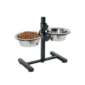 Miska ze stali nierdzewnej stojak regulowany+2 miski pies 0,7l Zolux