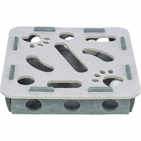 Interaktivní hra pro kočky Hole'n'Roll – box, ø 30 × 7.5 cm, filc, šedá