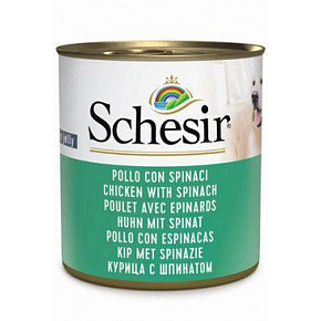 Schesir Dog konserwa. Dorosły kurczak/szpinak 285g Schesir Dog konserwa. Dorosły kurczak/szpinak 285g