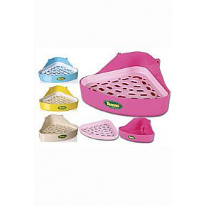 WC dla królików i fretek narożne z pl.rusztem 18x18x10cm