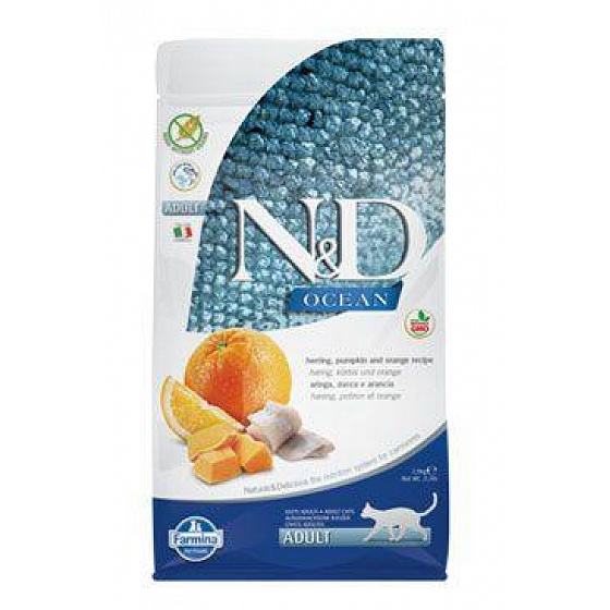 N&D OCEAN CAT Adult Śledź, Dynia & Pomarańcza 1,5kg