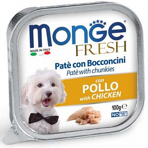 MONGE FRESH - pasztet i kawałki z kurczakiem 100 g dla psów MONGE FRESH - pasztet i kawałki z kurczakiem 100 g dla psów