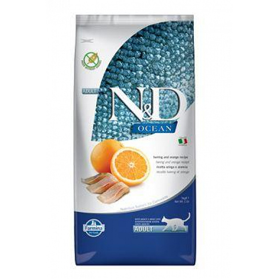 N&D OCEAN CAT Adult Śledź & Pomarańcza 5kg