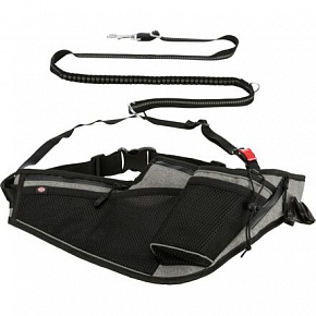 Pas do biegania z linką, pas: 70-130 cm, linka 1.15-1.50 m, 20 mm, szary