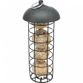 Podajnik na 4 kule tłuszczowe z daszkiem, o wymiarach 10 × 21 cm, lakierowany metal