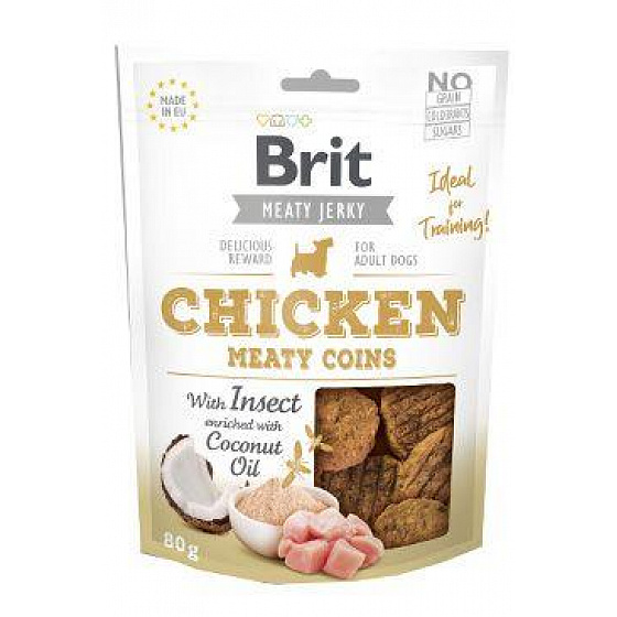 Brit Jerky Chicken z owadami Meaty Coins 80g