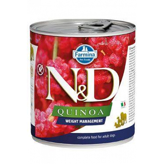 N&D DOG QUINOA Reklama. Weight Mngmnt Jagnięcina & Brokuły 285g