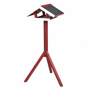 NATURA zewnętrzny karmnik z daszkiem, na trójnogu 1,15 m, 65 x 46 cm, drewno sosnowe, czerwony/biały