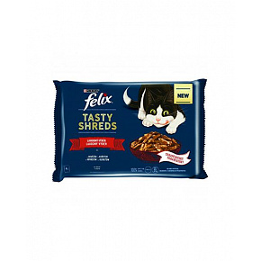 Nestlé FELIX Tasty shreds cat Multipack wołowina&kurczak w sosie saszetka 4x80 g