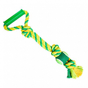 Zabawka do przeciągania z uchwytem HipHop Dog 3 węzły, piłka tenisowa 45 cm / 310 g limonkowa, zielona