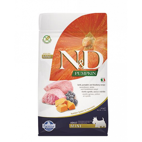 N&D Pumpkin DOG Adult Mini Jagnięcina & Borówka 800g