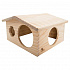 PetBuddy duży domek z bali, naturalny domek, 33 x 28 x 18 cm, drewno sosnowe