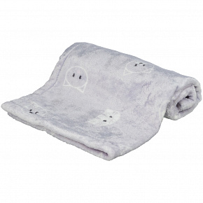 Puszysty koc MIMI, 70 x 50 cm, motyw kociej głowy, liliowy - OFERTA LIMITOWANA