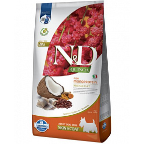 Farmina N&D dog QUINOA (GF) adult mini, skin & coat, śledź & kokos 7 kg