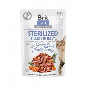 Brit Care cat Saszetka Sterilized Fillets in Jelly with Hearty Duck & Tender Turkey 24 x 85 g