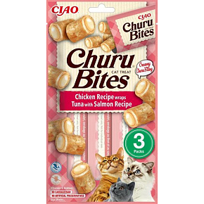 Churu Cat Bites Kurczak owija Tuńczyka i Łososia Przepis 3x10g