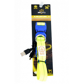 Obroża DUVO+ LED Świecąca dla psa neonowy żółty nylon 30-40cm/ 2,5 cm