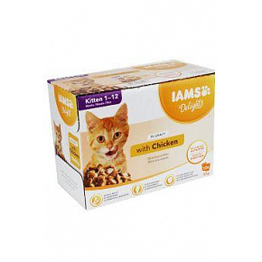 Iams Cat Kitten Delights saszetka Kurczak w sosie 12x85g