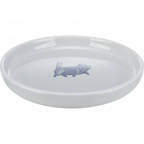 Ceramiczna miska dla kotów, niska i szeroka, 0.6 l/o 23 cm, szary