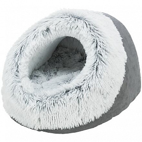 Jaskinia HARVEY 35 × 26 × 41 cm, plusz z długim włosem, szara Jaskinia HARVEY 35 × 26 × 41 cm, plusz z długim włosem, szara