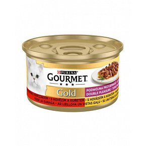 Nestlé GOURMET GOLD cat wołowina&kurczak kawałki w sosie konserwa.12x85 g Nestlé GOURMET GOLD cat wołowina&kurczak kawałki w sosie konserwa.12x85 g