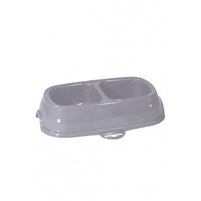 Miska plastikowa podwójna dla kota antypoślizgowa 2x0,2l szara Zol