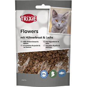 Flowers, kwiatuszki z piersią kurczaka i łososiem, 50 g Flowers, kwiatuszki z piersią kurczaka i łososiem, 50 g