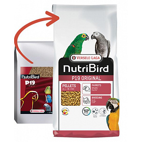 VL NutriBird P19 Original - ekstrudaty dla hodowli, pierzenia i zwiększonych wymagań dużych papug z lokalnymi owocami 10kg