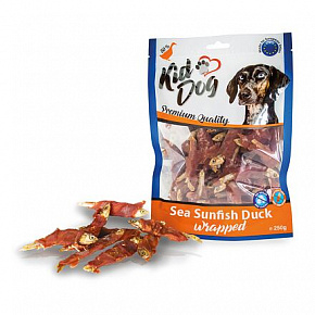 KIDDOG morskie słone rybki owinięte kaczym mięsem 250 g KIDDOG morskie słone rybki owinięte kaczym mięsem 250 g