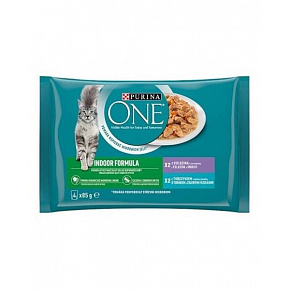 Nestle PURINA ONE cat Multipack Indoor mini fileciki z tuńczykiem i zieloną fasolką / z cielęciną i marchewką w sosie NEW 4x85g