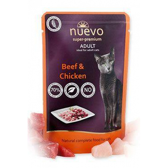 NUEVO cat Adult Wołowina i Kurczak bal. 16 x 85 g saszetki