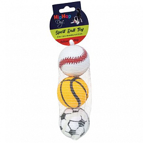 Sportowa piłka tenisowa piszcząca 6,5 cm (3 szt. w opakowaniu)) HipHop Pies