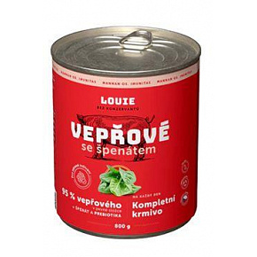 Louie Dog konserwa. Wieprzowina ze szpinakiem i prebiotykami 800g