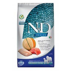 N&D OCEAN DOG Adult M/L Łosoś & Dorsz & Melon 2,5kg
