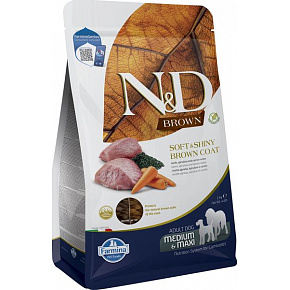 Farmina N&D dog BROWN (GF) adult med/max, spirulina & marchew, jagnięcina 2 kg