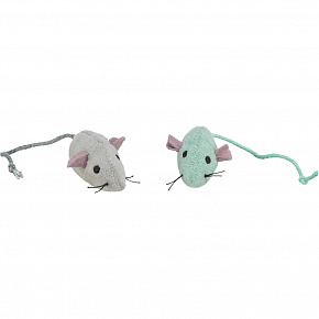 Pluszowa mysz z dzwoneczkiem, 5 cm (2 szt.), szara/zielona