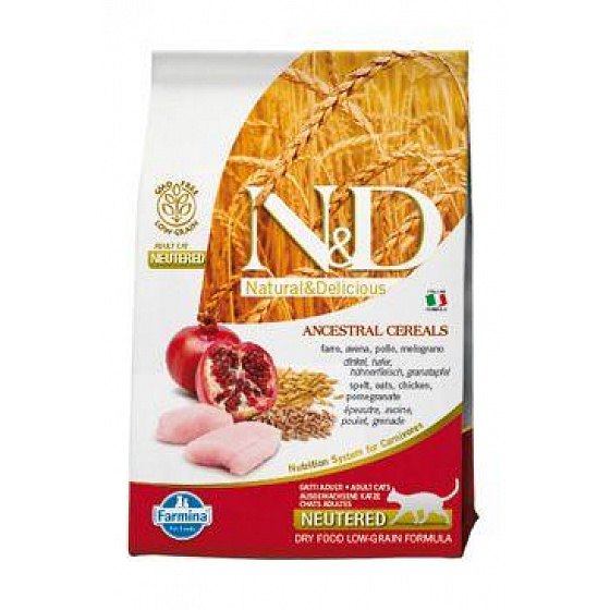 N&D LG CAT Neutered Kurczak & Granat 5kg