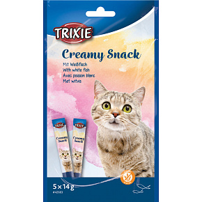 Creamy, kremowy przysmak dla kotów, tuńczyk i biała ryba, 5 x 14 g