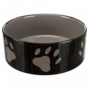 Ceramiczna miska - brązowa/ciemnoszara + motyw łapki