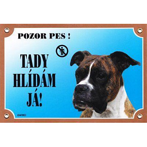 Kolorowa tabliczka Uwaga pies, Bokser niemiecki