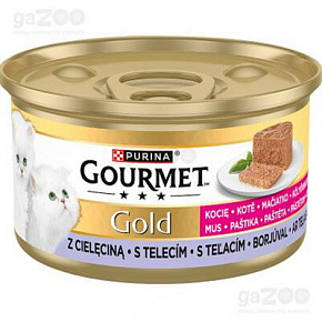 Nestlé GOURMET GOLD cat kitten z cielęciną pasztet konz.12x85 g
