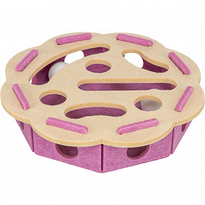 Interaktywna zabawka dla kotów Hole'n'Roll – kwiat, ø 30 × 7.5 cm, filc, różowy/beżowy