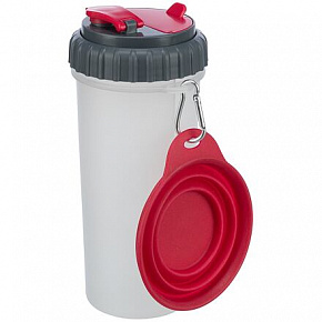Podróżny pojemnik na wodę i karmę, w tym miska, 2 × 0.35 l/o11 × 23 cm