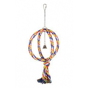 Zabawka dla dużych papug bawełniany krąg z dzwonkiem