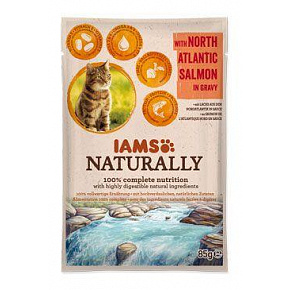Iams Cat Adult Naturally saszetka Łosoś w sosie 85g