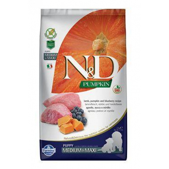 N&D Pumpkin DOG Puppy M/L Jagnięcina & Borówka 2,5kg